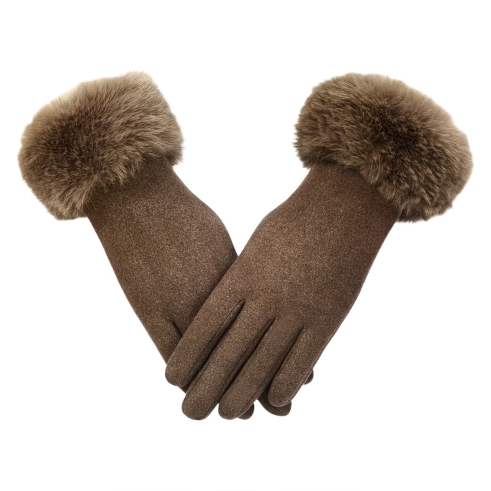 Women’s Fur Cuff Touchscreen Fashion Gloves